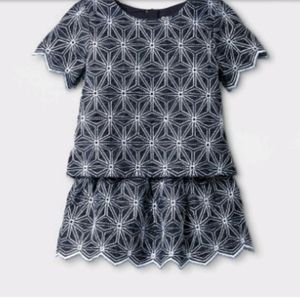 Oshkosh b'gosh Baby Girl Navy Blue  Embroidered Top and Set 18 months